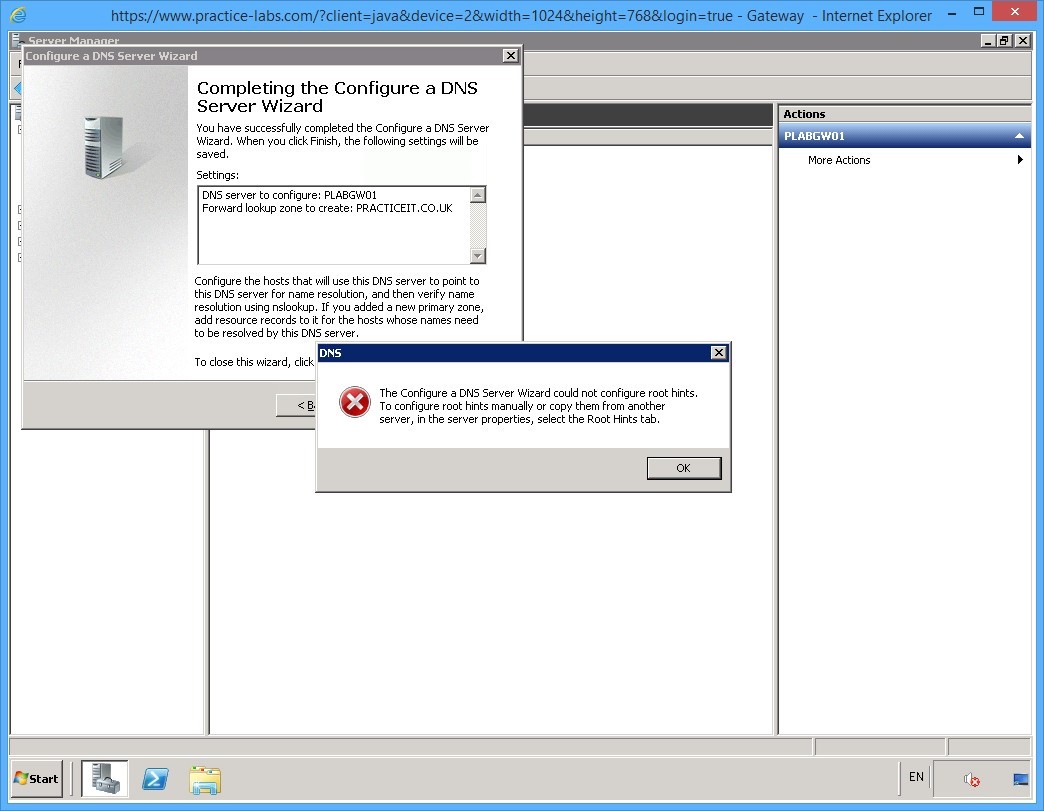 Practice Labs screenshot.